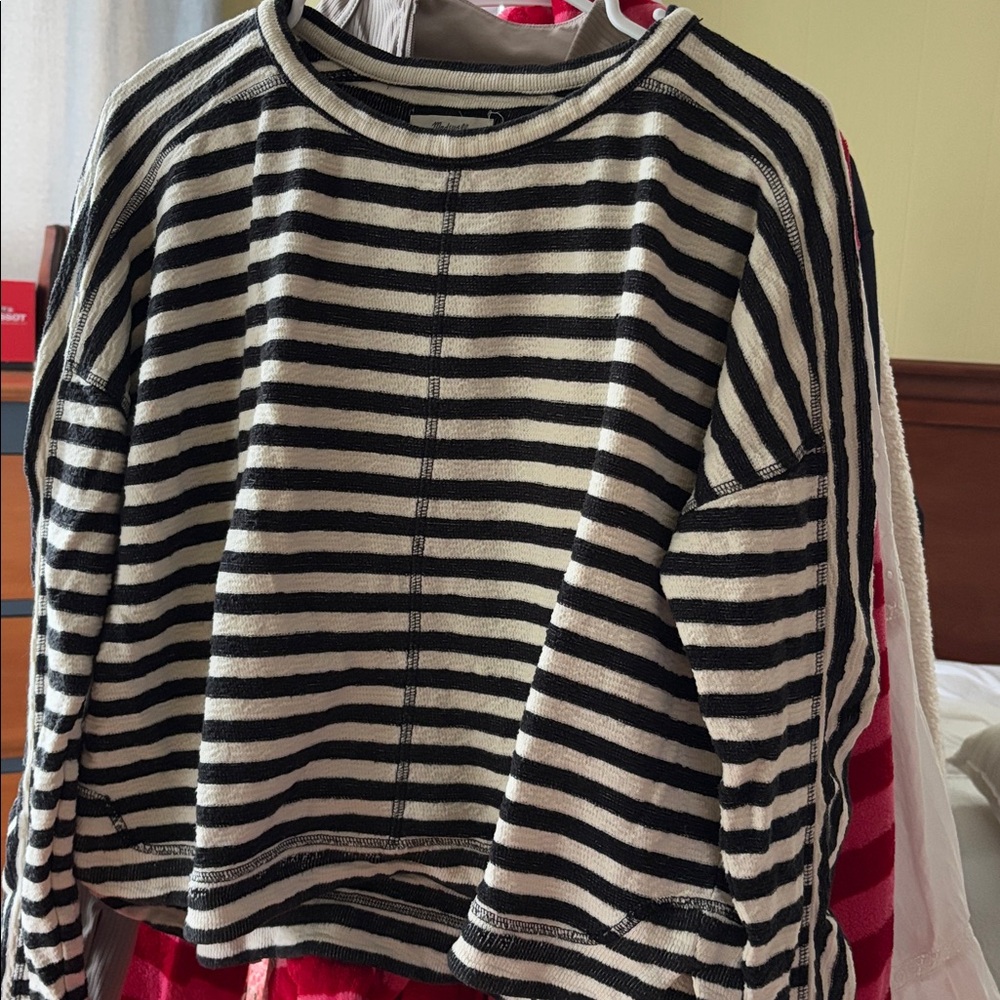 Madewell Black and Cream Striped Top